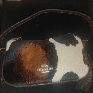 Coach Kailey Shoulder Bag With Cow Print And Tassel